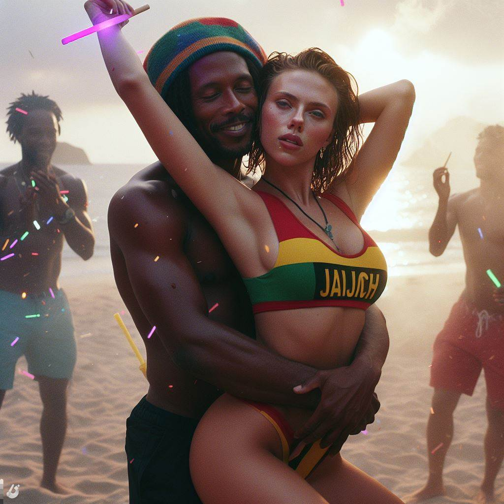 Scarlett Johansson Is Enjoying Her Time At Jamaican Beach Famous Faces AI Art